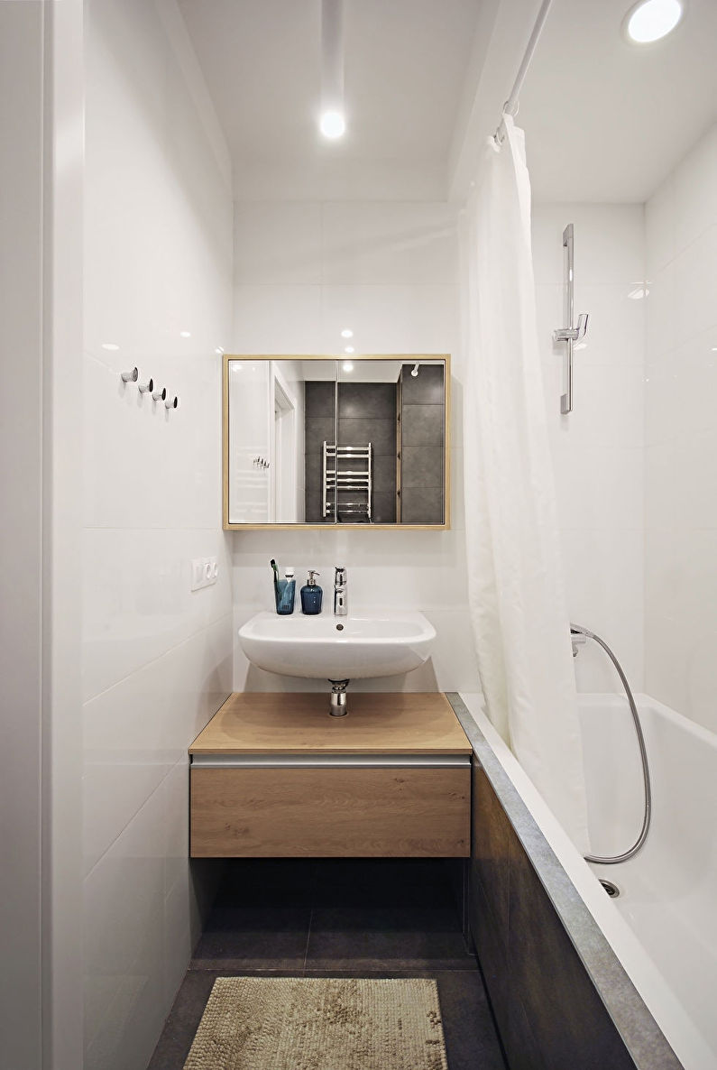 Дизайн ванной комнаты 3 кв.м. в белом цвете - фото
