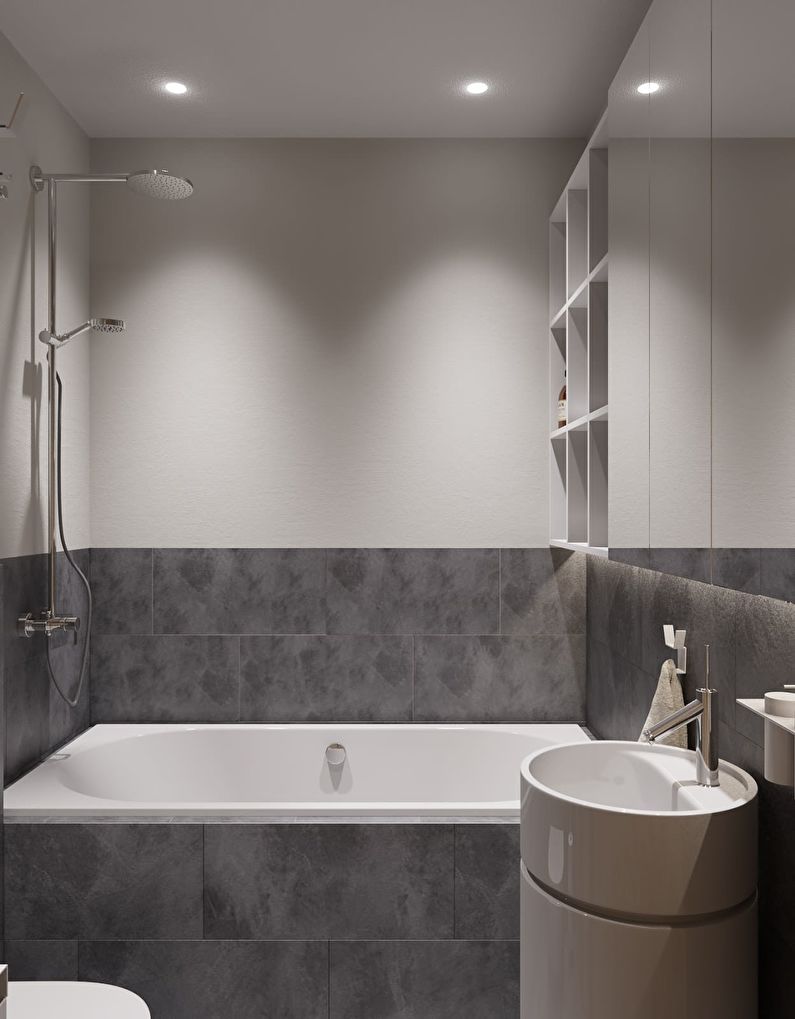 Дизайн ванной комнаты в хрущевке - стиль минимализм