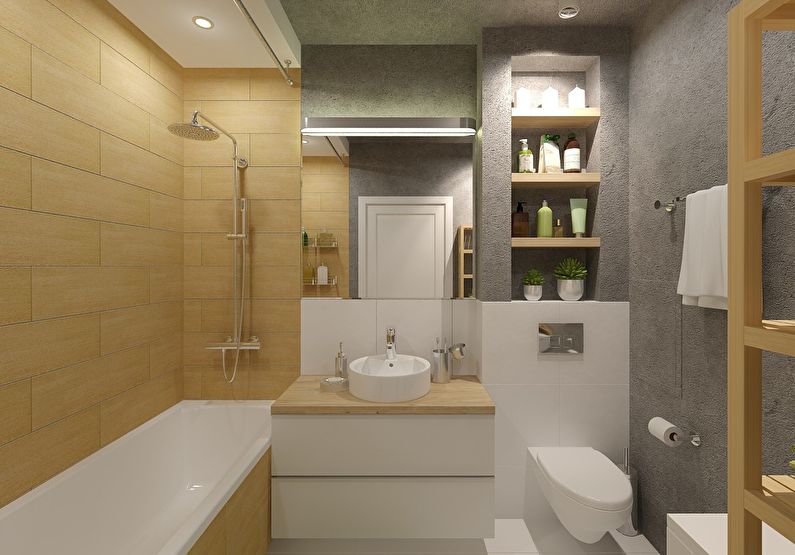 Ванная 4 кв.м. в стиле минимализм - Дизайн интерьера