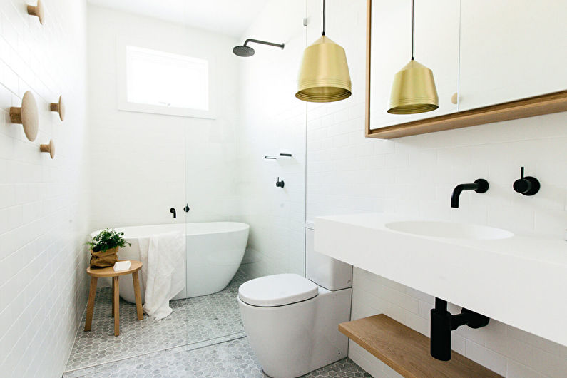 Дизайн интерьера маленькой ванной комнаты в скандинавском стиле