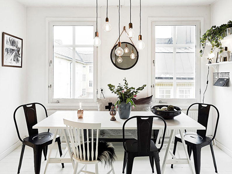 Обеденная зона - дизайн кухни в скандинавском стиле