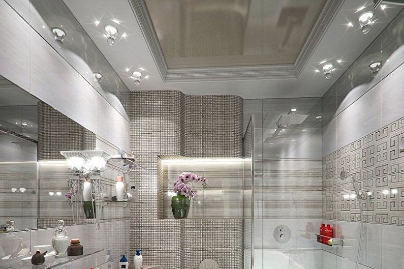 Дизайн ванной комнаты 6 кв.м. - Отделка потолка