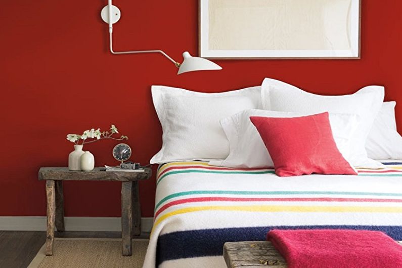 Красная спальня - Дизайн интерьера 2023