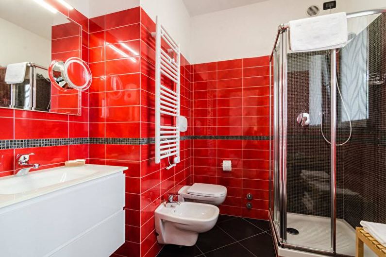 Красная ванная комната - Дизайн интерьера 2023