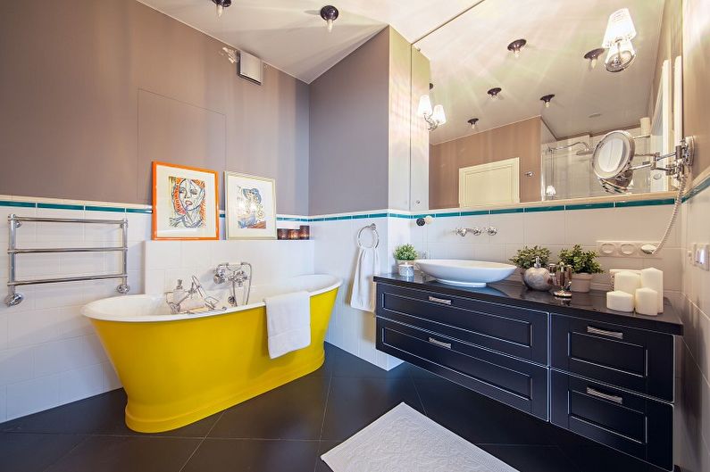Желтая ванная комната - Дизайн интерьера 2023