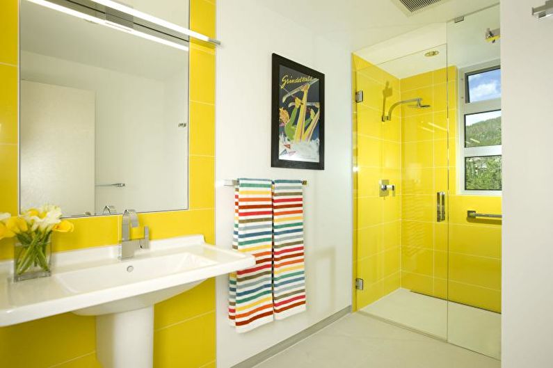 Желтая ванная комната - Дизайн интерьера 2023