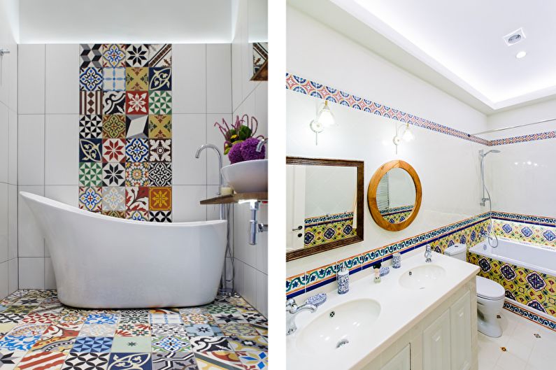 Дизайн интерьера ванной комнаты в средиземноморском стиле - фото