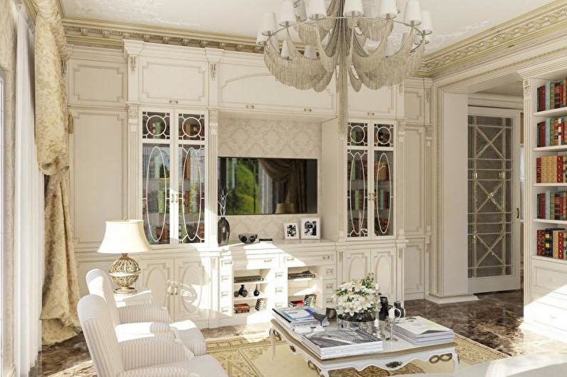 Белая гостиная в стиле прованс - Дизайн интерьера
