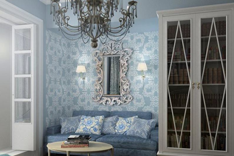 Синяя и лавандовая гостиная в стиле прованс - Дизайн интерьера