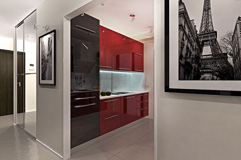 Маленькая красно-черная кухня - Дизайн интерьера