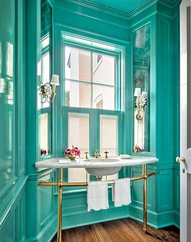 Бирюзовая ванная в классическом стиле - Дизайн интерьера