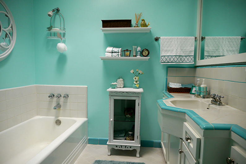 Дизайн бирюзовой ванной комнаты - Мебель и сантехника