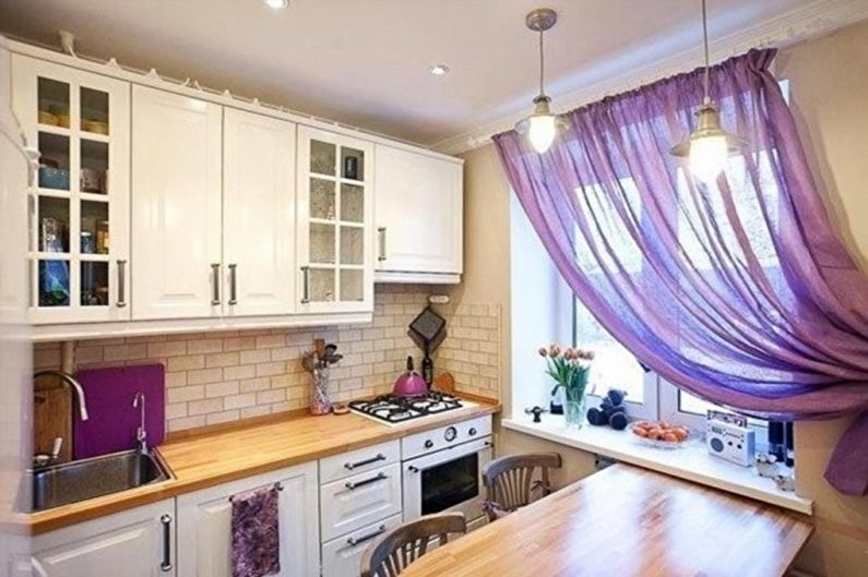 Фиолетовая кухня в скандинавском стиле - Дизайн интерьера