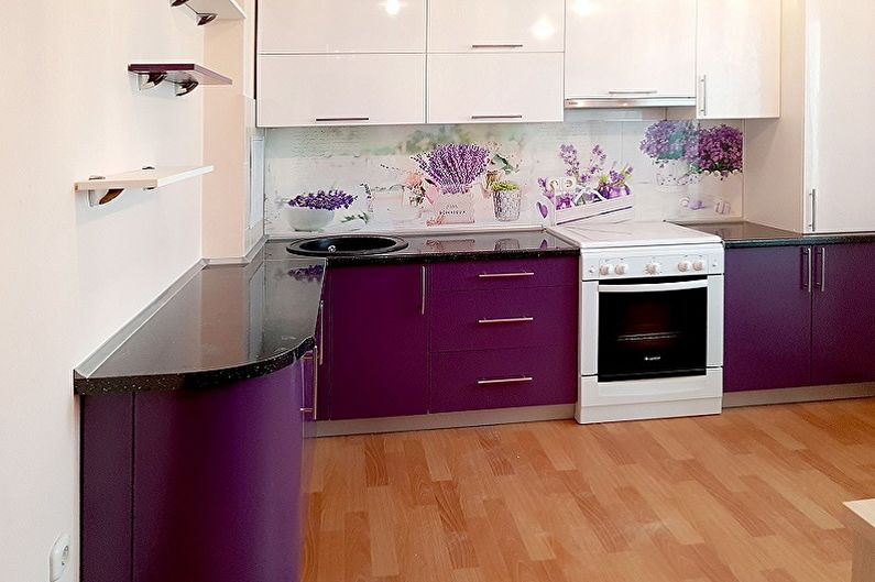 Дизайн фиолетовой кухни - Мебель