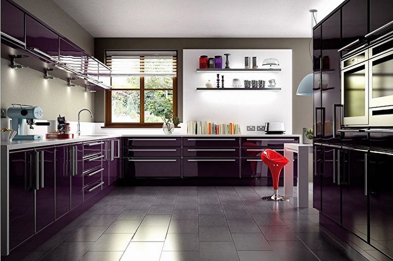 Фиолетовая кухня - дизайн интерьера фото