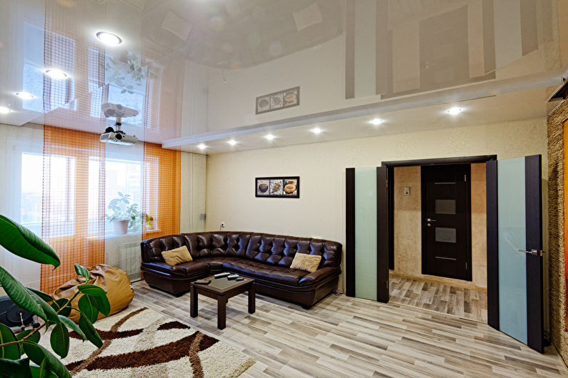 Натяжной потолок в гостиной: 60 фото, идеи дизайна потолков