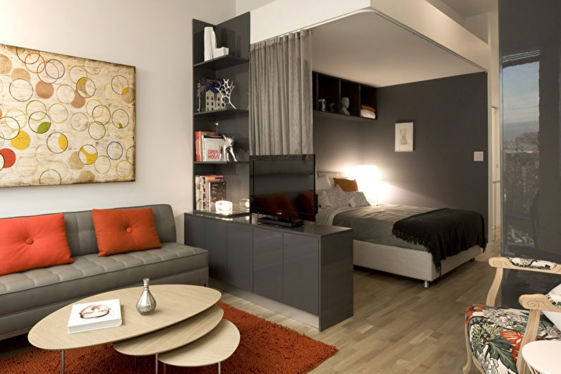 Спальня-гостиная в современном стиле - Дизайн интерьера