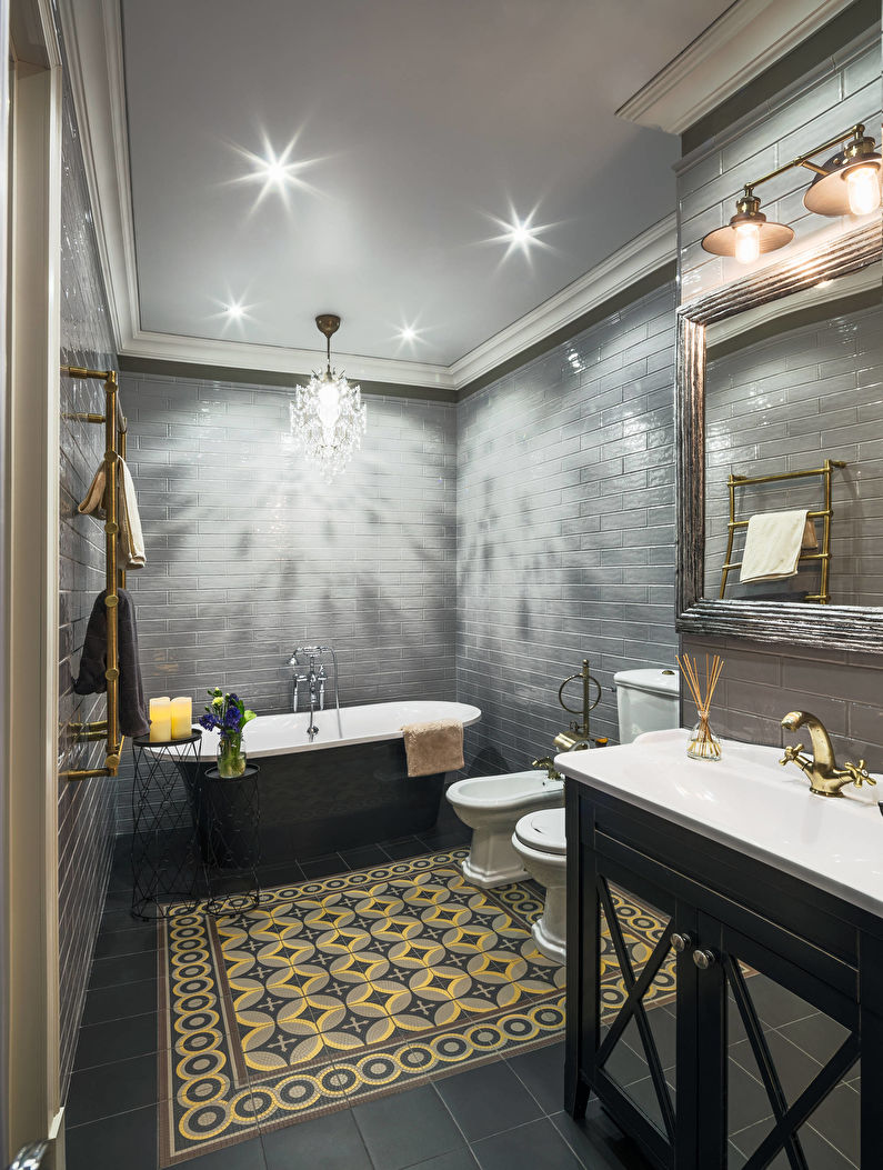 Дизайн интерьера ванной комнаты в классическом стиле - фото