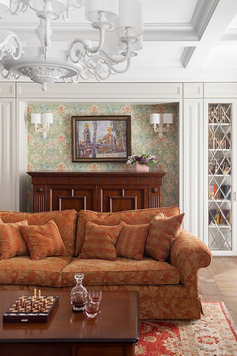 Дизайн интерьера гостиной в классическом стиле - фото