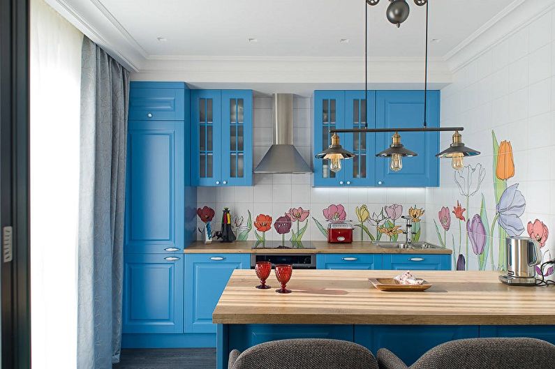Синяя кухня 13 кв.м. - Дизайн интерьера