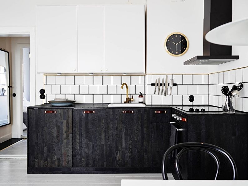 Черно-белая кухня в скандинавском стиле - дизайн интерьера