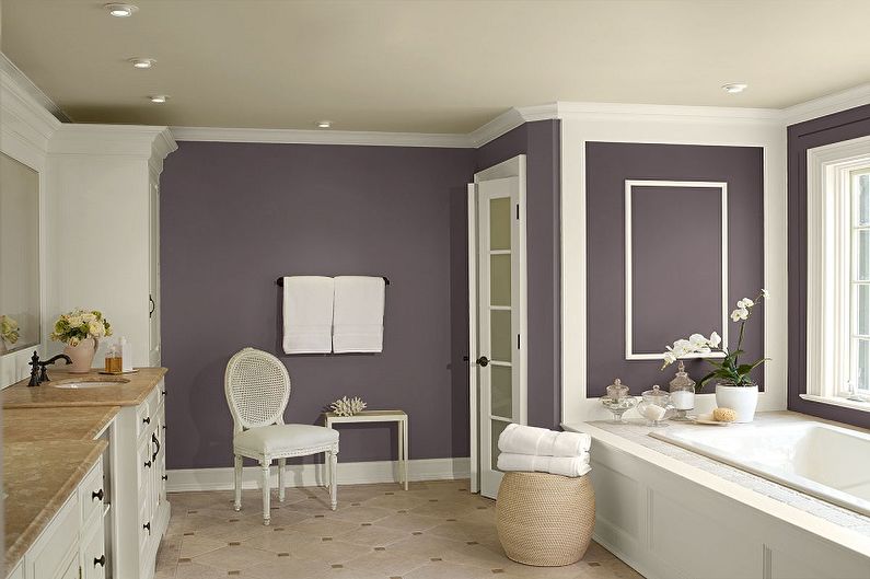 Сиреневый цвет в интерьере ванной комнаты - Дизайн фото