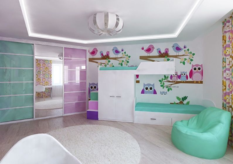 Дизайн интерьера детской комнаты для разнополых детей