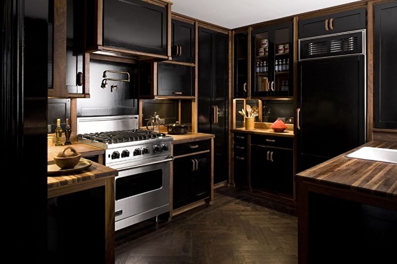 Черная кухня - дизайн интерьера фото