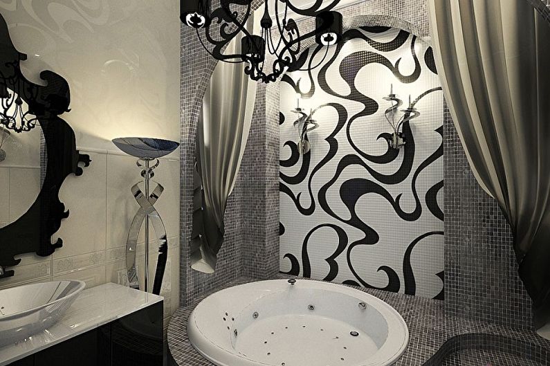 Черная ванная комната в стиле арт-деко - Дизайн интерьера