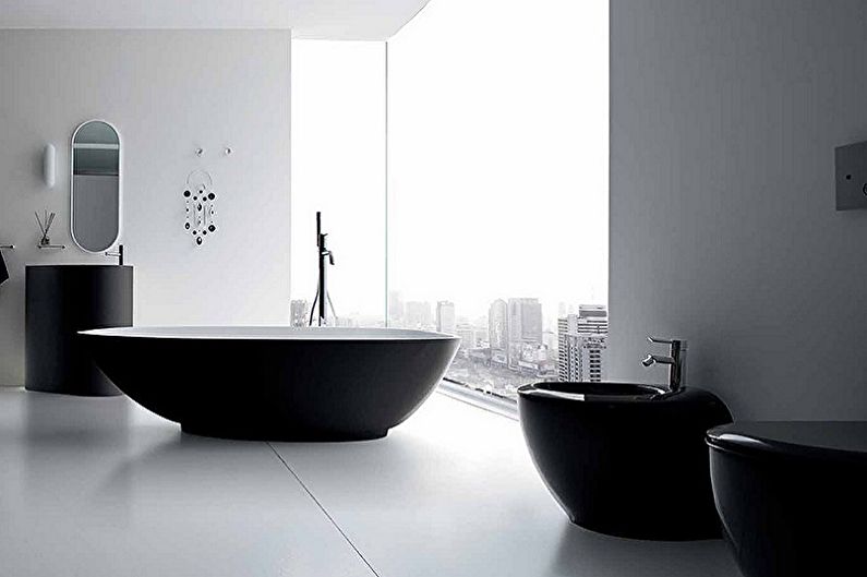 Дизайн черной ванной комнаты - Мебель