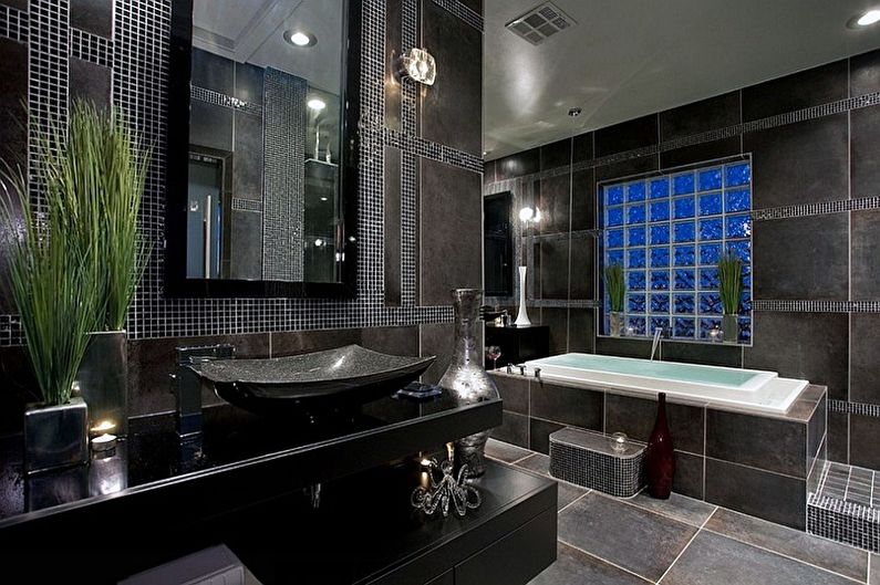 Черная ванная комната - дизайн интерьера фото