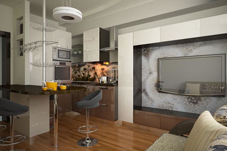 Дизайн интерьера кухни-гостиной в квартире - фото