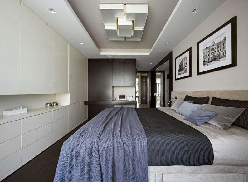 Дизайн потолка из гипсокартона в спальне