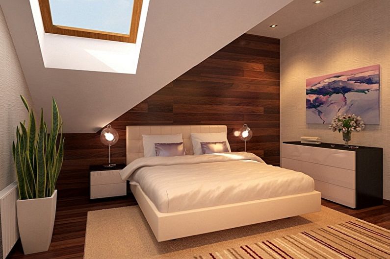 Дизайн спальни на мансарде - Отделка стен