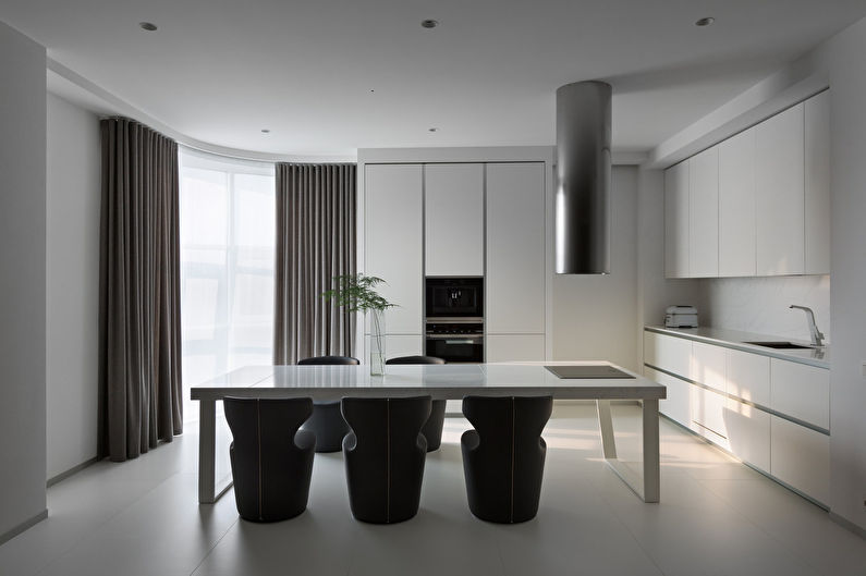 Белая кухня в стиле минимализм - фото