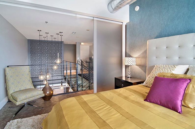 Дизайн интерьера спальни в стиле лофт - фото