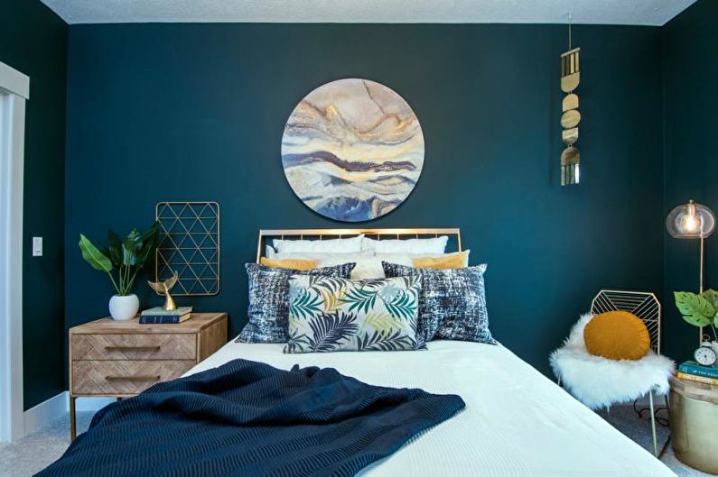 Сине-зеленая спальня - Дизайн интерьера 2021