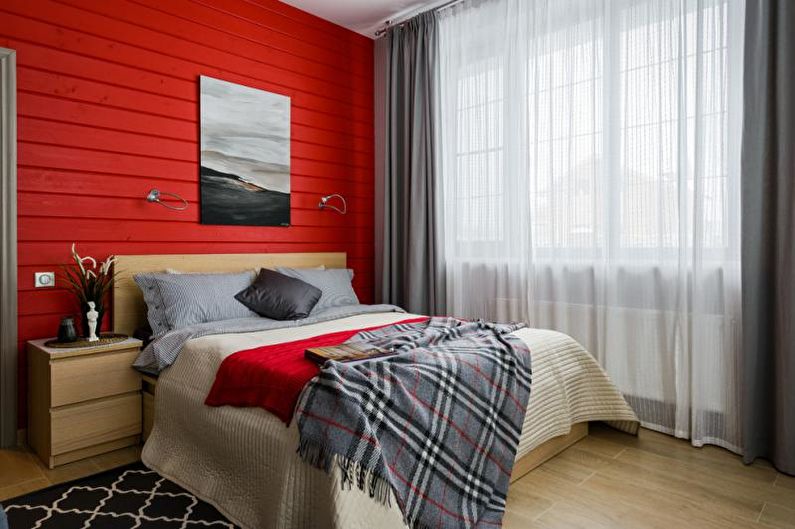 Красная спальня - Дизайн интерьера 2023