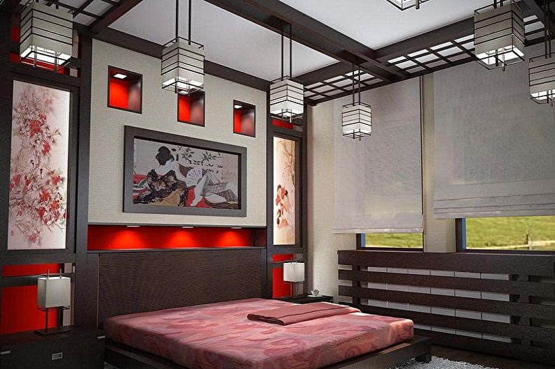 Спальня 15 кв.м. в японском стиле - Дизайн интерьера