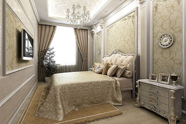 Спальня 15 кв.м. в классическом стиле - Дизайн интерьера