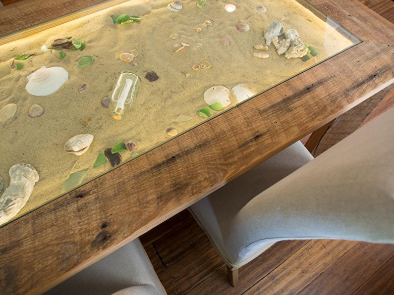 Украшение старого стола стеклом - Украшение старого стола ручной работы
