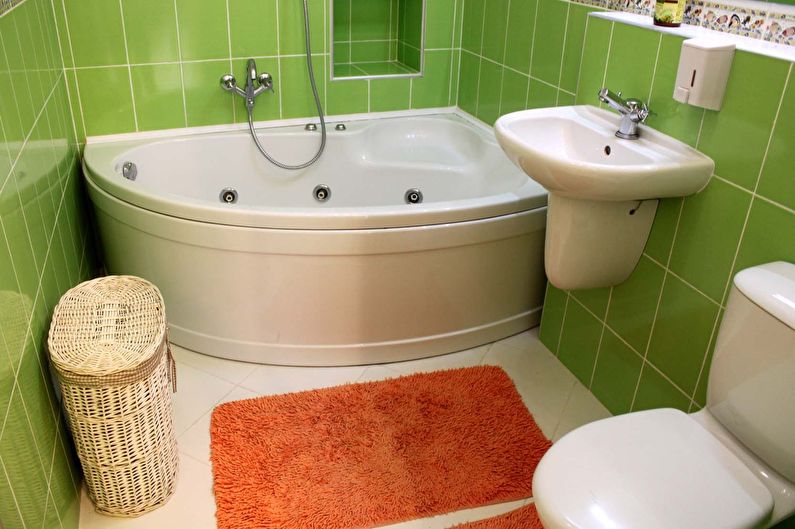 Дизайн маленькой ванной комнаты в зеленых тонах
