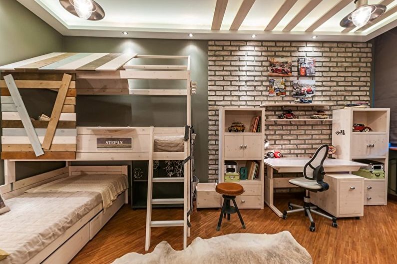 Детская комната для двух мальчиков в стиле лофт - Дизайн интерьера