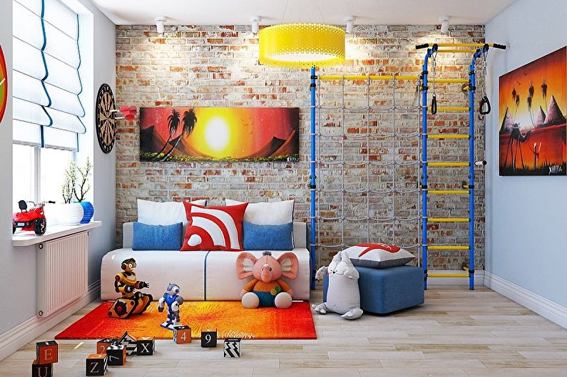 Детская комната для двух мальчиков в стиле лофт - Дизайн интерьера