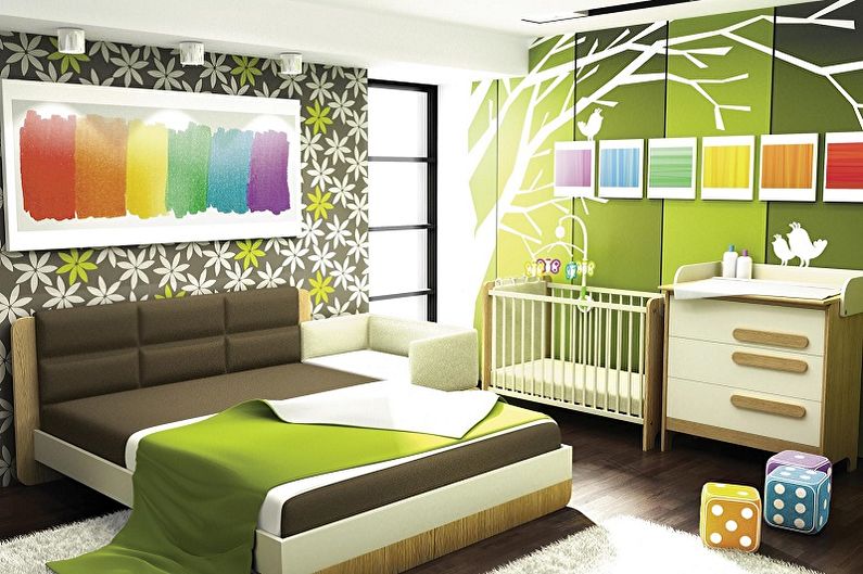 Дизайн интерьера спальни и детской в одной комнате - фото