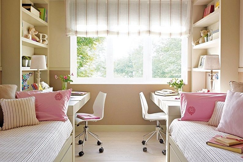 Мебель для детской комнаты для двух девочек - Рабочая зона