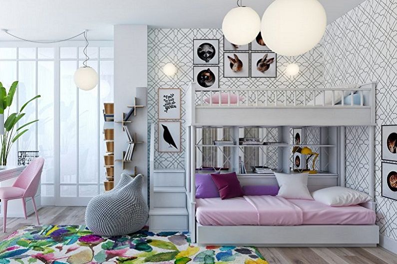 Интерьер детской комнаты фото для двух девочек – дизайн комнаты для разного возраста, мебель в интерьере, кровать для подростков сестер