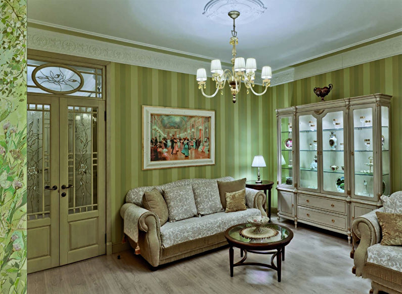 Маленькая гостиная в зеленых тонах - дизайн интерьера