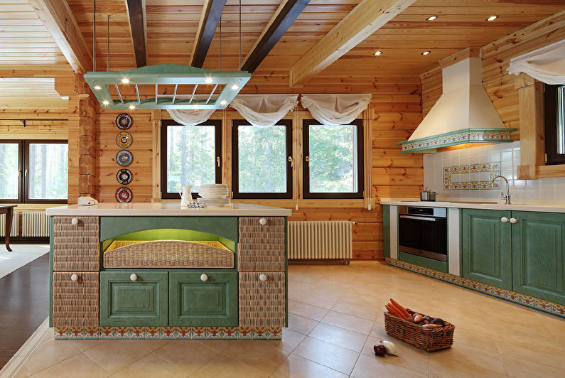 Дизайн кухни в деревянном доме - фото 2