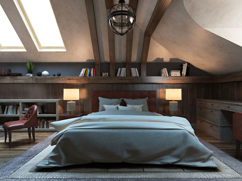 Дизайн спальни на мансардном этаже - фото 3
